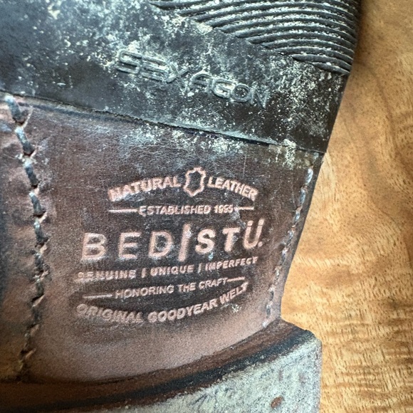 Bed Stu Cobbler series distressed leather and canvas grey blue barely worn - Picture 4 of 4